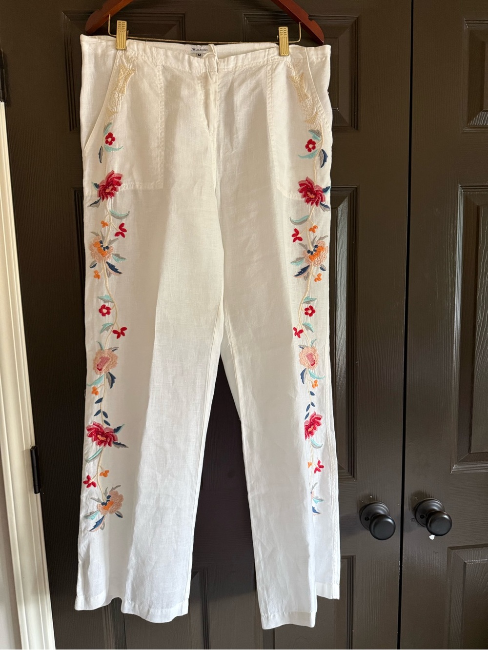 White Linen Pants by Johnny Was Los Angeles - Medium